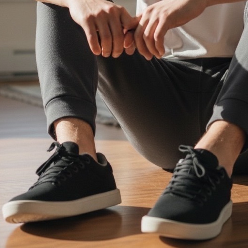 Allbirds Wool Piper Mens 8 Black Cream Low Top Merino Wool Sneakers WPWIM8